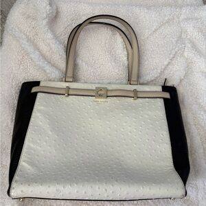 kate spade Black and White Structured Tote with Top Handles